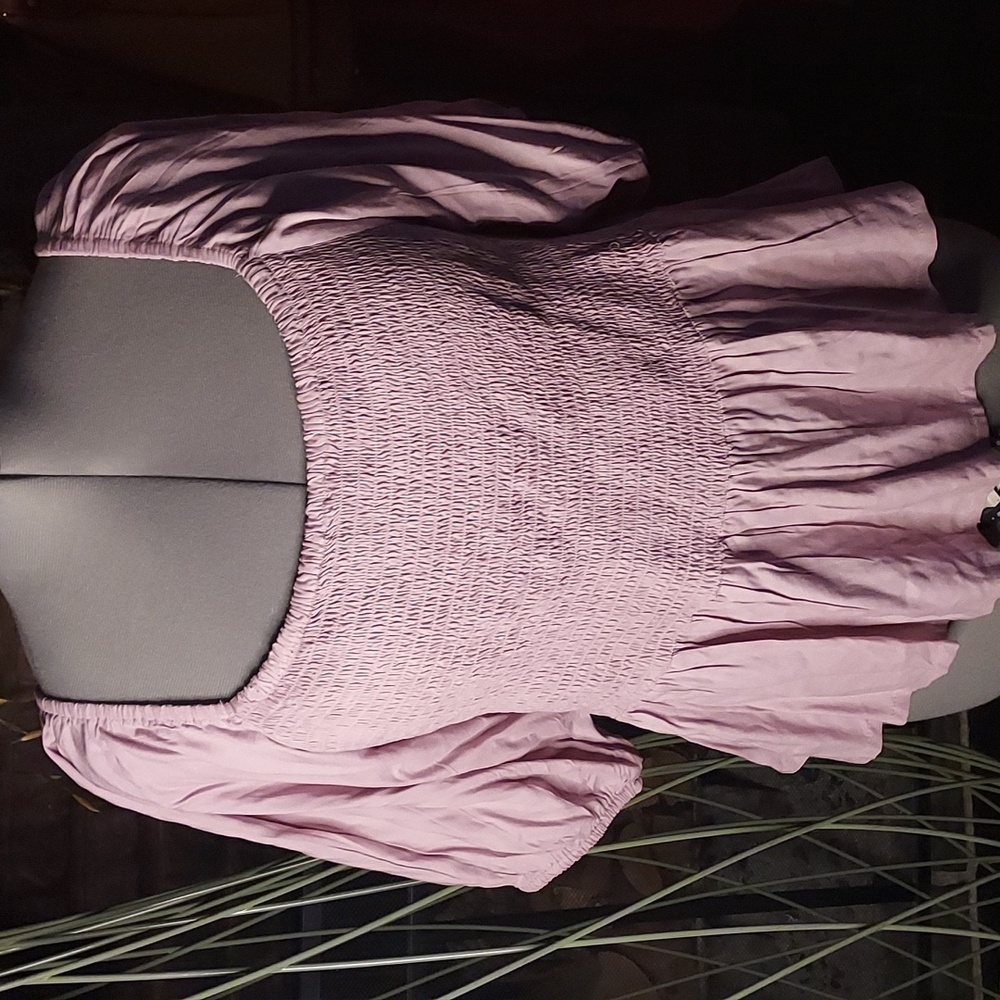 Smocked Lavender Peplum Blouse by JENNIFER & GRACE